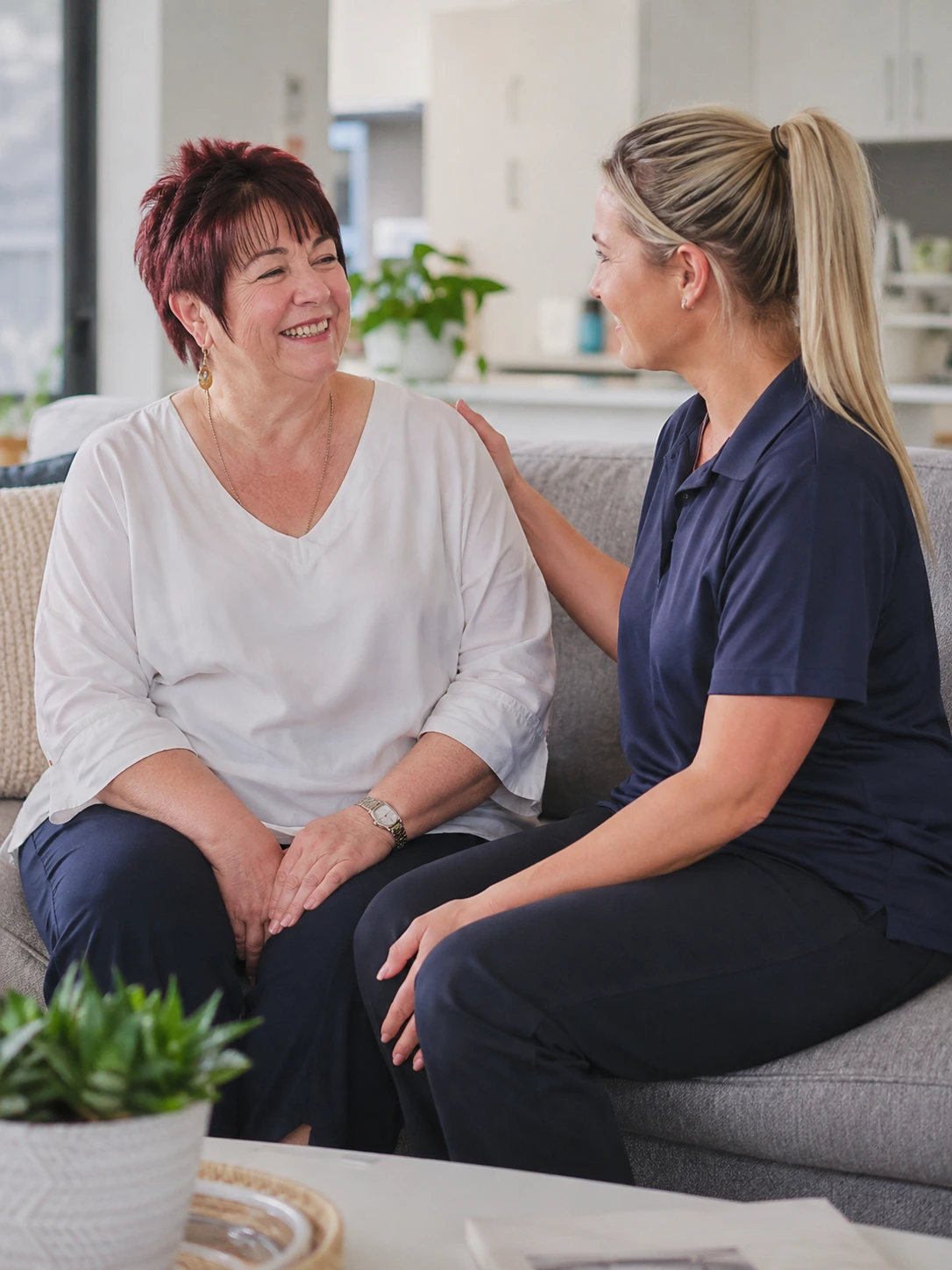 Senior receiving in-home aged care