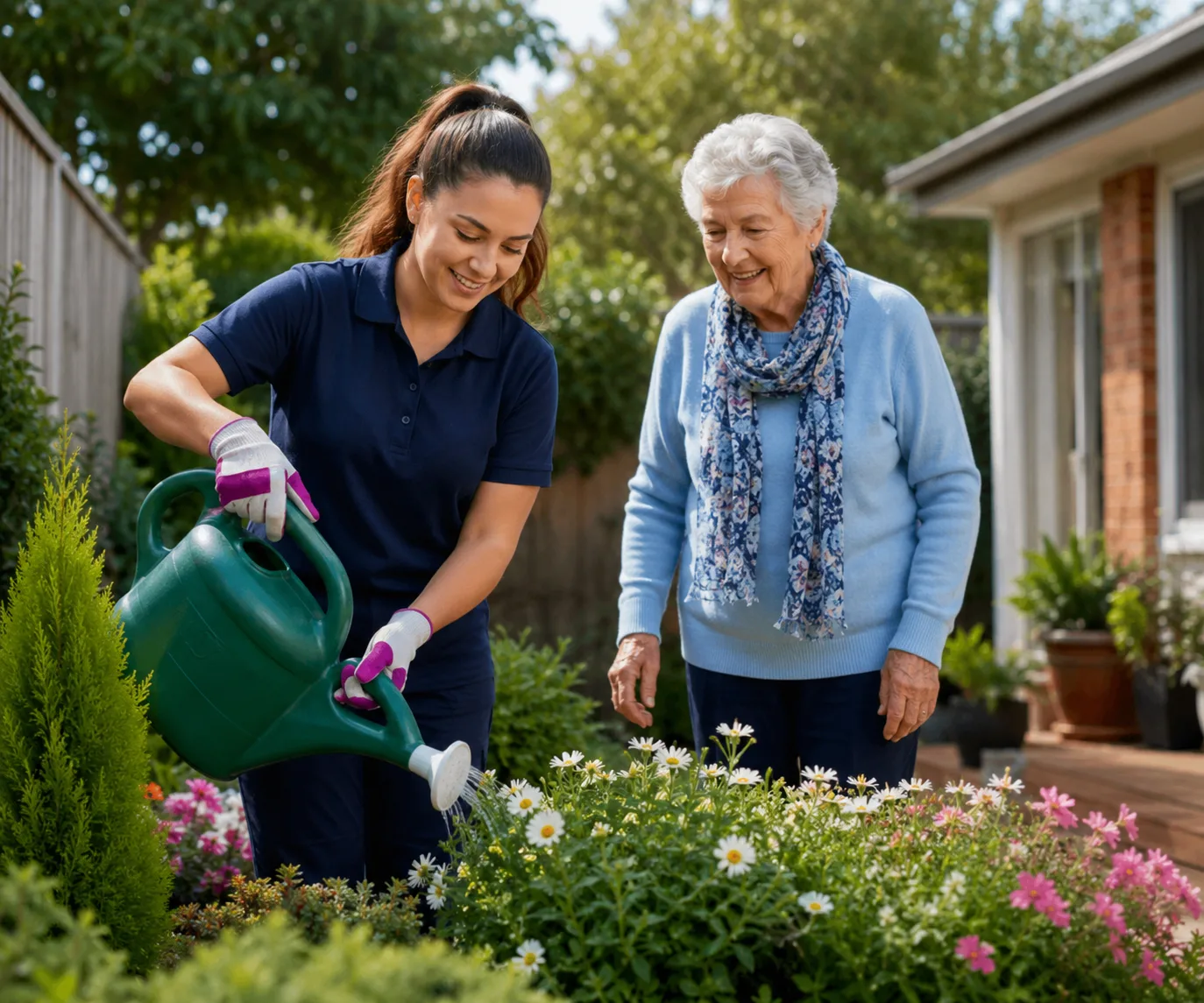 Happy senior couple at home receiving CHSP support