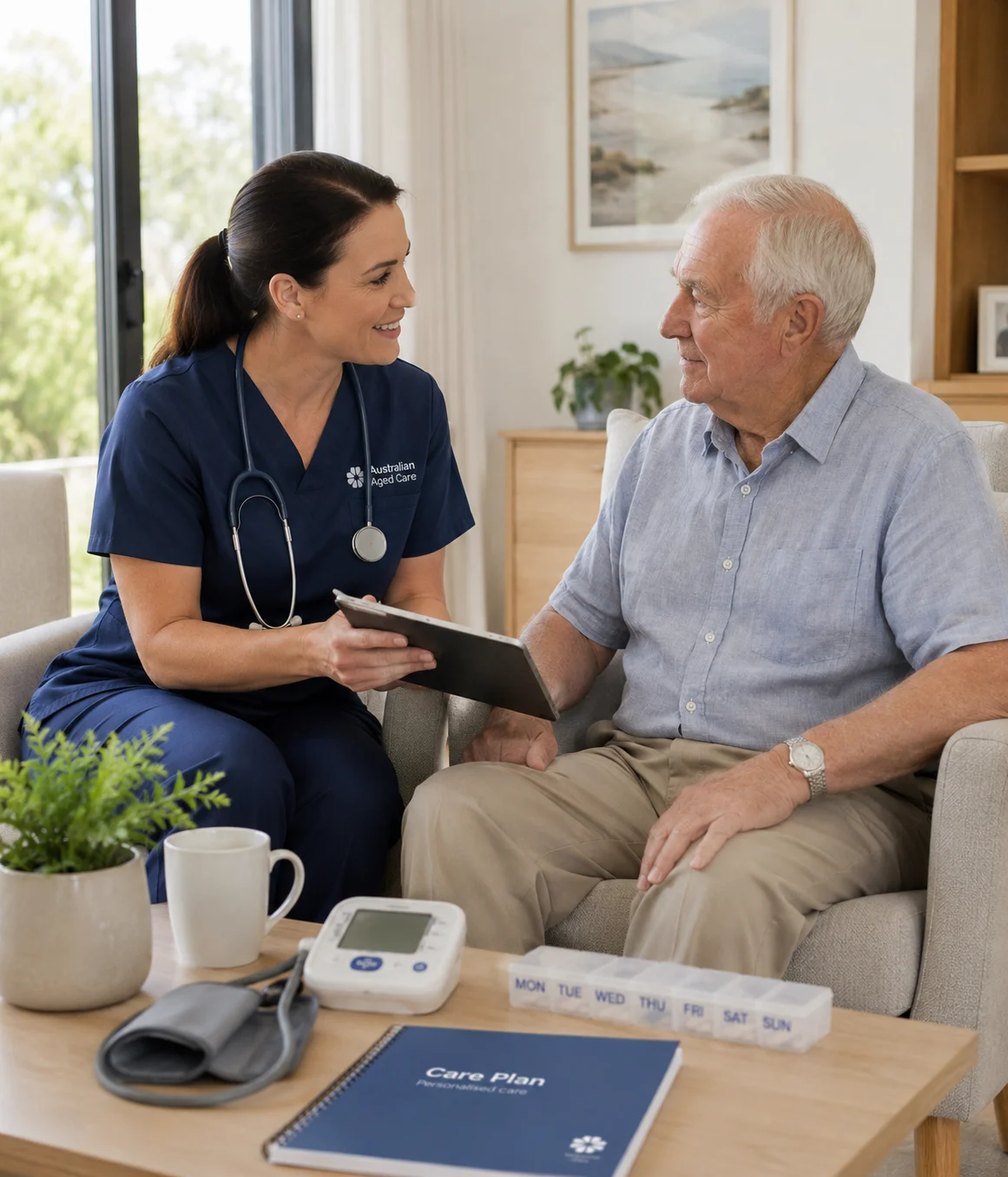 Professional registered nurse with medical equipment