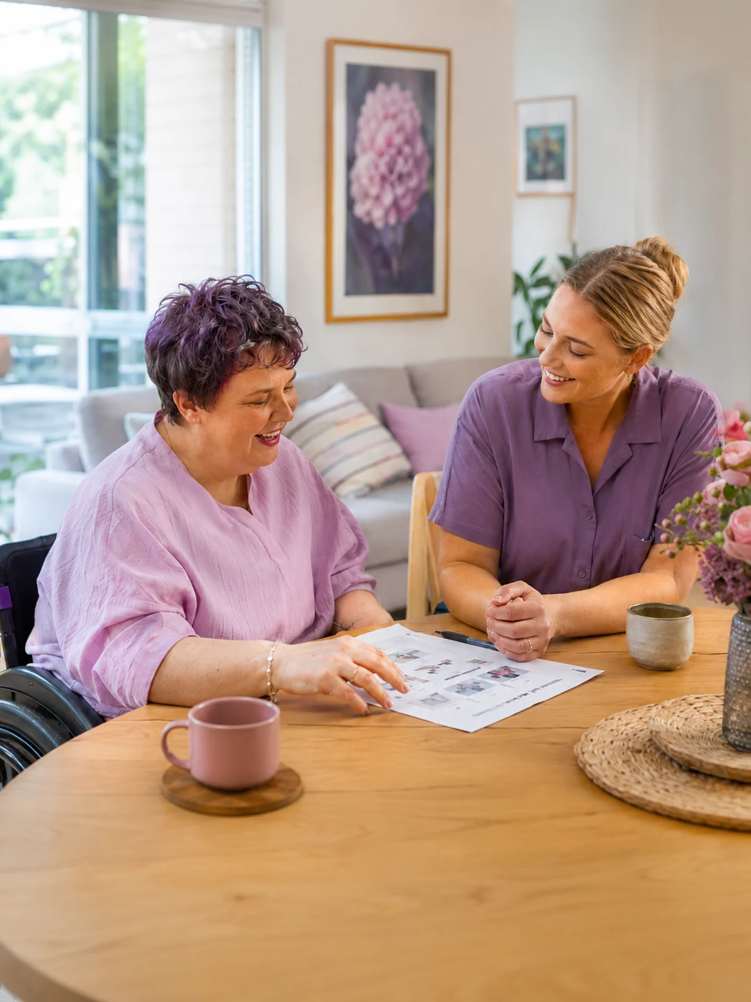 Support worker assisting NDIS participant with dignity
